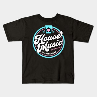 HOUSE MUSIC  - Circle Heart House Logo (pink/blue) Kids T-Shirt